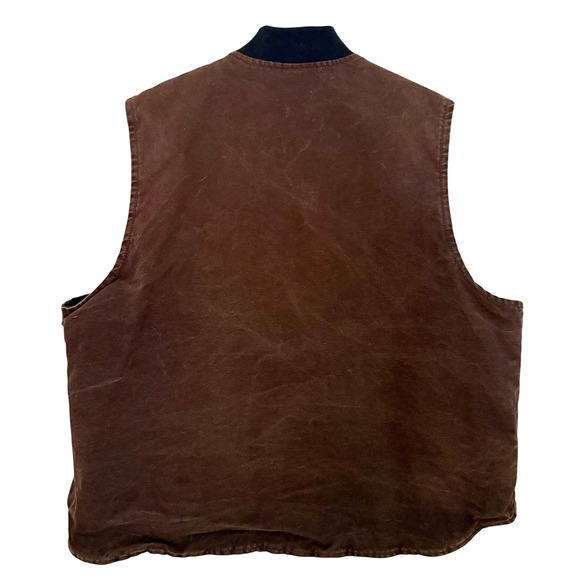 Vintage 2XL Carhartt Mens Brown Insulated Work Vest - Picture 9 of 10